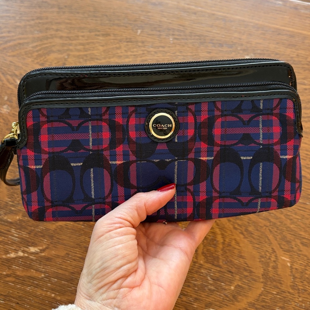 Coach, Poppy Tartan Double zip plaid wristlet - Picture 14 of 16